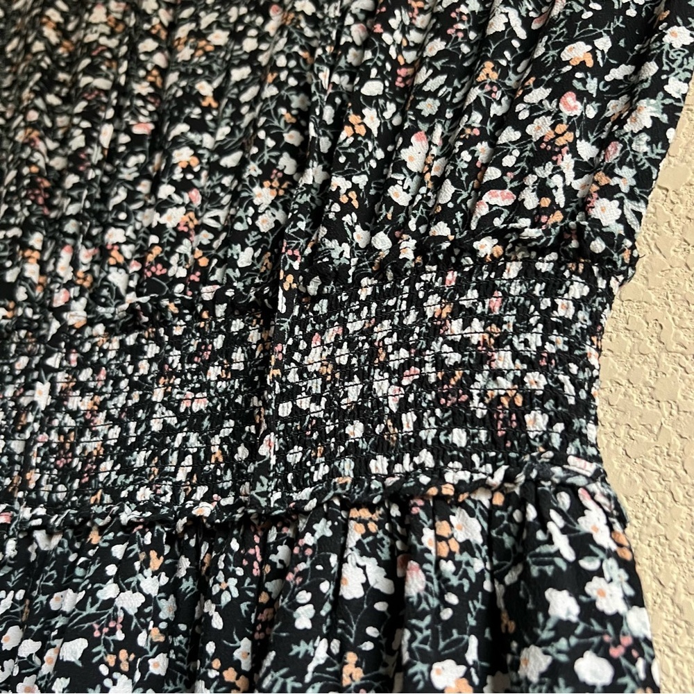 Rails Ashlyn Smocked Waist Midi Dress In Ivy Ditsy Floral Black White, XS - Picture 13 of 16